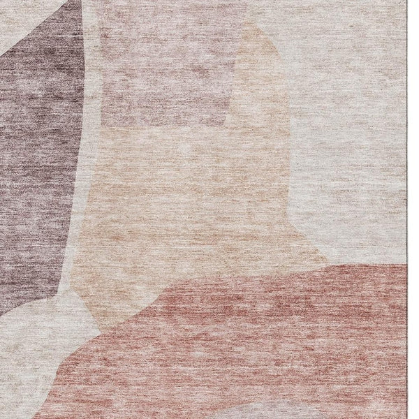 HomeRoots 8' X 10' Blush & Plum Abstract Area Rug - Washable, UV-Protected, Stylish, and Stain-Resistant Design! 655256