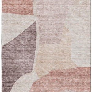 HomeRoots 8' X 10' Blush & Plum Abstract Area Rug - Washable, UV-Protected, Stylish, and Stain-Resistant Design! 655256
