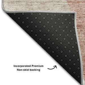 HomeRoots 8' X 10' Blush & Plum Abstract Area Rug - Washable, UV-Protected, Stylish, and Stain-Resistant Design! 655256