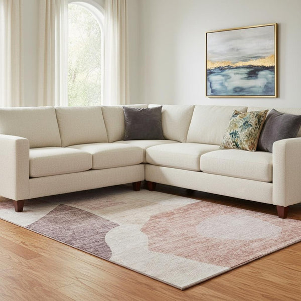 HomeRoots 8' X 10' Blush & Plum Abstract Area Rug - Washable, UV-Protected, Stylish, and Stain-Resistant Design! 655256