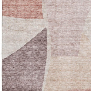 HomeRoots 9' X 12' Blush & Plum Abstract Area Rug - Washable, UV Protection, Kid & Pet Friendly, Stylish Design 655257