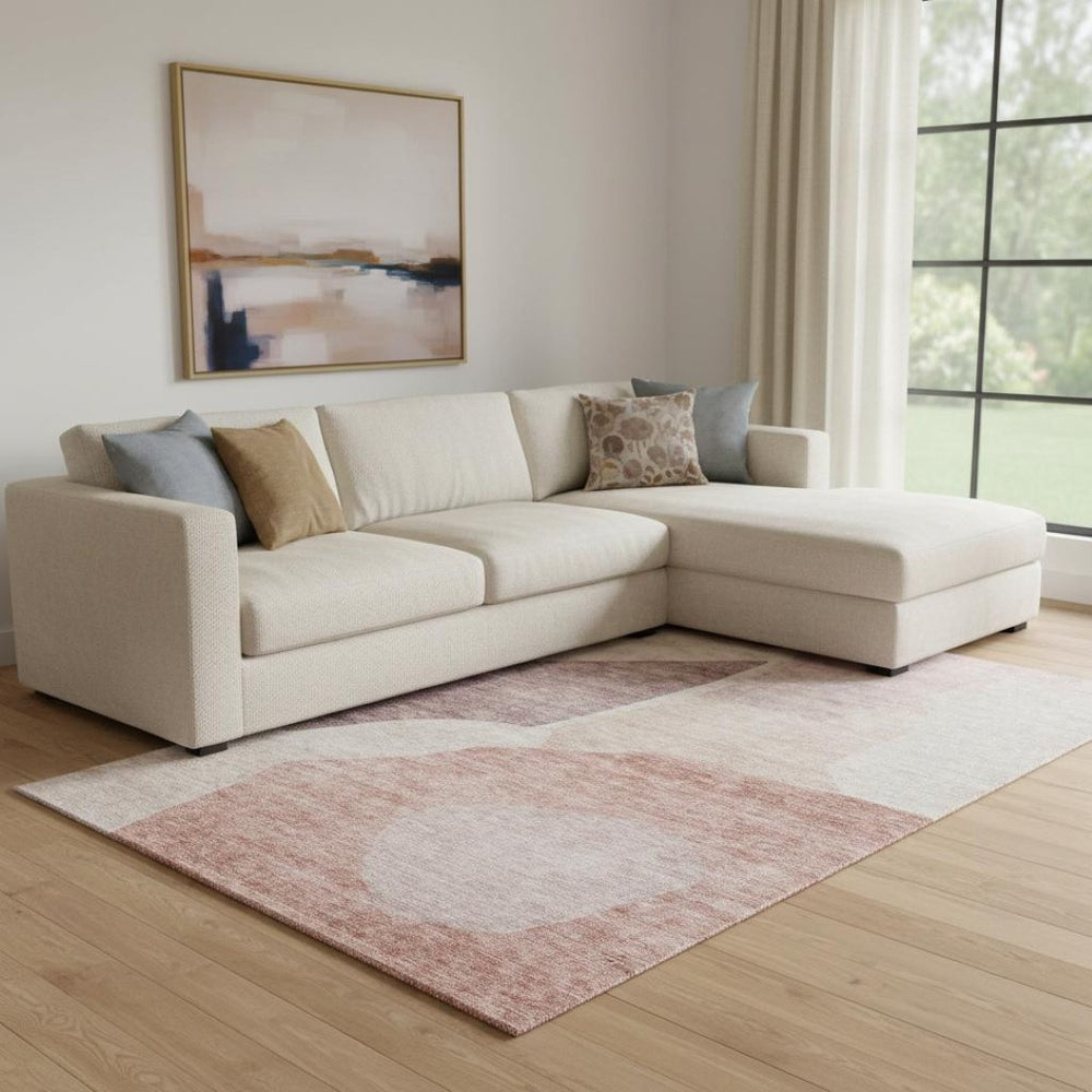 HomeRoots 10' Blush and Plum Abstract Area Rug - Washable, UV Protected, Ideal for Kids & Pets, 10x14 ft 655258