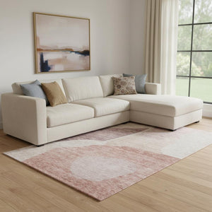 HomeRoots 10' Blush and Plum Abstract Area Rug - Washable, UV Protected, Ideal for Kids & Pets, 10x14 ft 655258