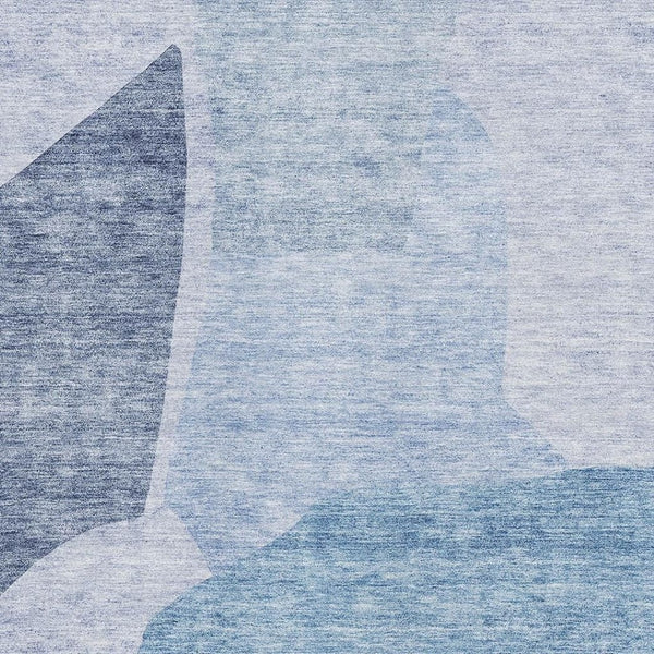 HomeRoots 5' X 8' Denim Blue & Ivory Abstract Area Rug - Stylish, Washable, UV-Protected, Perfect for Homes! 655260
