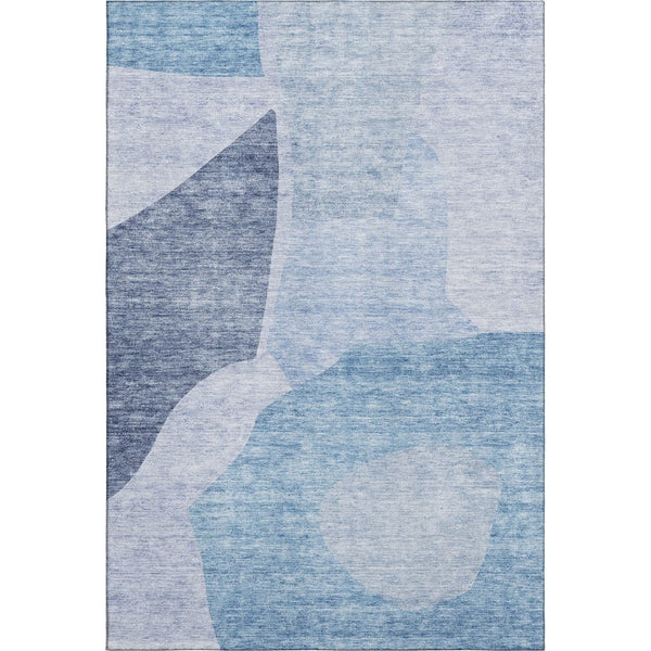 HomeRoots 9' X 12' Denim Blue & Ivory Abstract Washable Area Rug - Durable, Stain-Resistant, UV Protected! 655263
