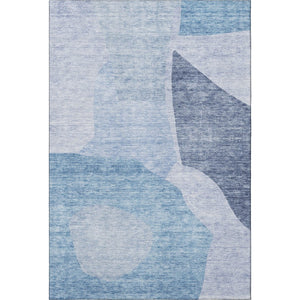 HomeRoots 9' X 12' Denim Blue & Ivory Abstract Washable Area Rug - Durable, Stain-Resistant, UV Protected! 655263