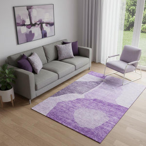 HomeRoots 5' X 8' Modern Eggplant & Ivory Abstract Area Rug - Stain Resistant, UV Protection & Washable Design 655266