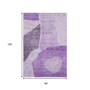 HomeRoots 8' X 10' Eggplant and Ivory Abstract Area Rug - Washable, Stain Resistant & UV Protected for Homes 655268
