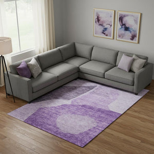 HomeRoots 8' X 10' Eggplant and Ivory Abstract Area Rug - Washable, Stain Resistant & UV Protected for Homes 655268