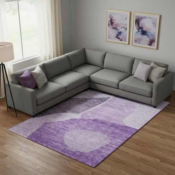 HomeRoots 8' X 10' Eggplant and Ivory Abstract Area Rug - Washable, Stain Resistant & UV Protected for Homes 655268