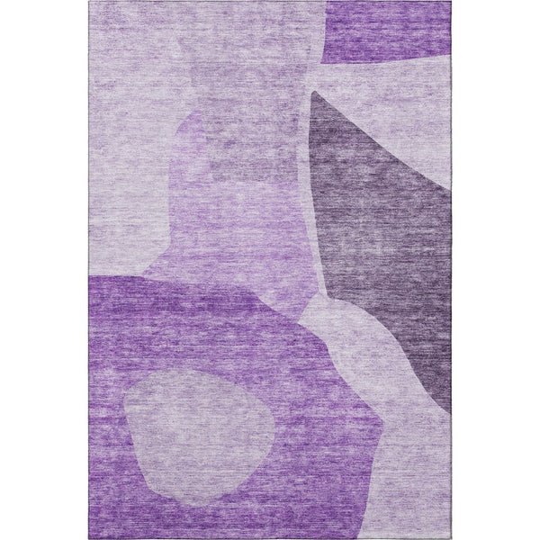 HomeRoots 8' X 10' Eggplant and Ivory Abstract Area Rug - Washable, Stain Resistant & UV Protected for Homes 655268