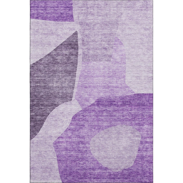 HomeRoots 10' X 14' Eggplant and Ivory Abstract Area Rug - Washable, UV-Protected, Perfect for High-Traffic Homes 655270