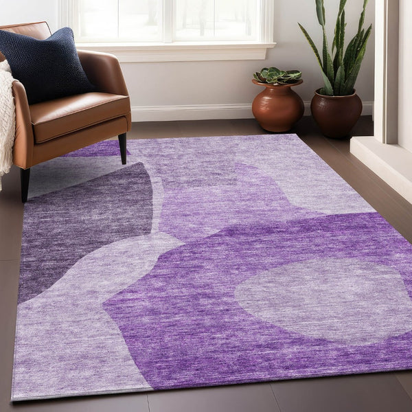 HomeRoots 10' X 14' Eggplant and Ivory Abstract Area Rug - Washable, UV-Protected, Perfect for High-Traffic Homes 655270
