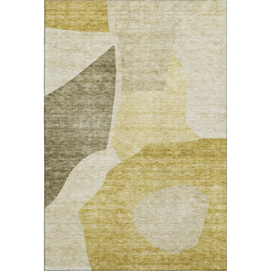HomeRoots 5' X 8' Gold And Ivory Abstract Washable Area Rug – Stain-Resistant, UV Protected, Modern Style! 655272