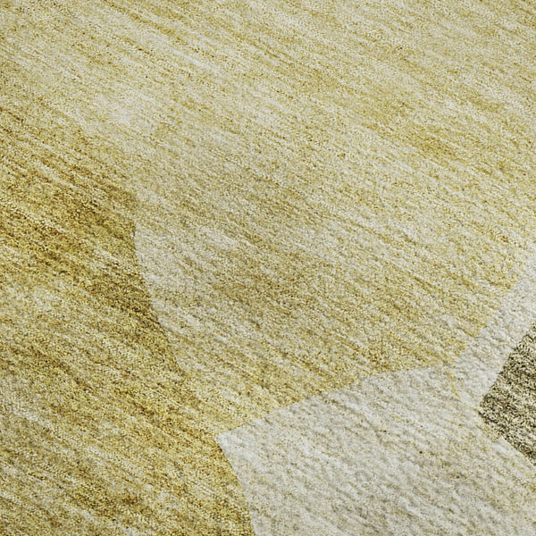 HomeRoots 5' X 8' Gold And Ivory Abstract Washable Area Rug – Stain-Resistant, UV Protected, Modern Style! 655272