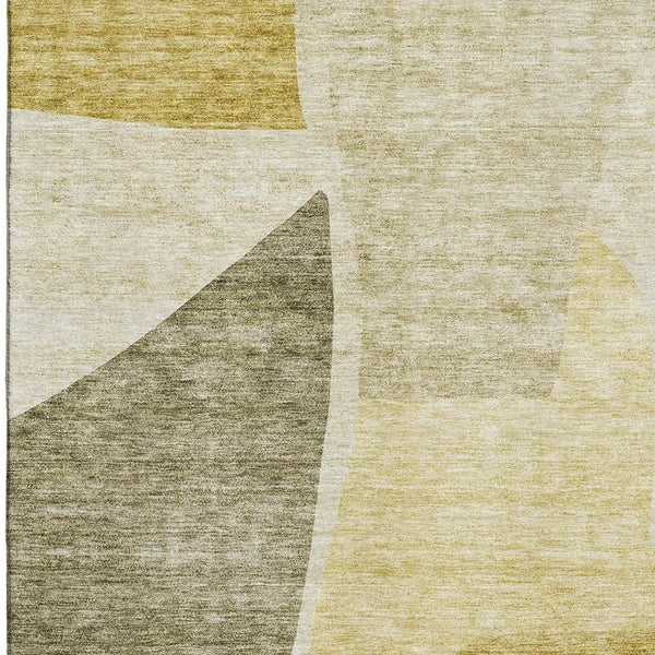 HomeRoots 8' X 10' Gold and Ivory Abstract Area Rug - Washable, Stain-Resistant, UV-Protected for Busy Homes 655274