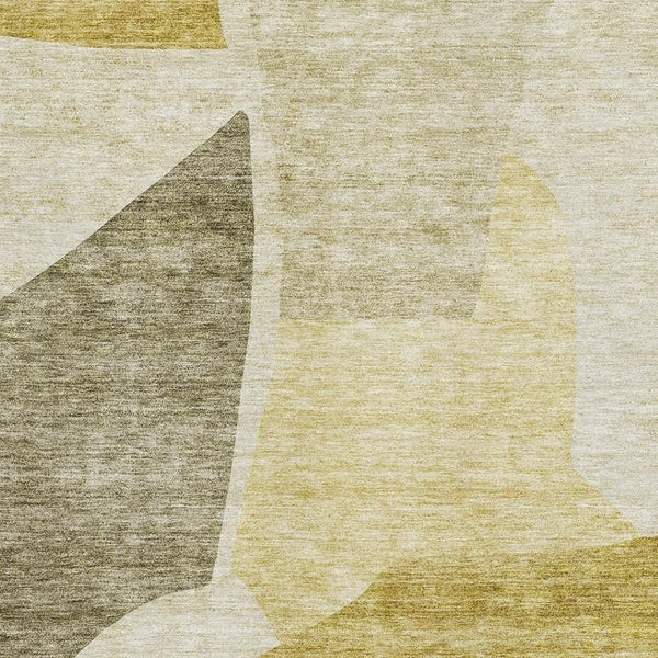 HomeRoots 8' X 10' Gold and Ivory Abstract Area Rug - Washable, Stain-Resistant, UV-Protected for Busy Homes 655274