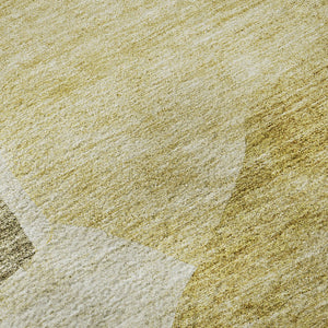 HomeRoots 8' X 10' Gold and Ivory Abstract Area Rug - Washable, Stain-Resistant, UV-Protected for Busy Homes 655274