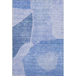 HomeRoots 5' X 8' Navy Blue & Ivory Abstract Area Rug - Washable, UV Protected, Durable & Stain Resistant Design 655278