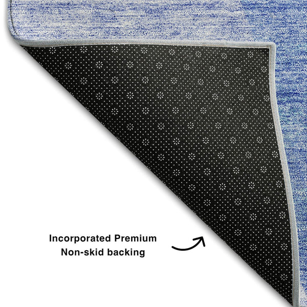 HomeRoots 5' X 8' Navy Blue & Ivory Abstract Area Rug - Washable, UV Protected, Durable & Stain Resistant Design 655278