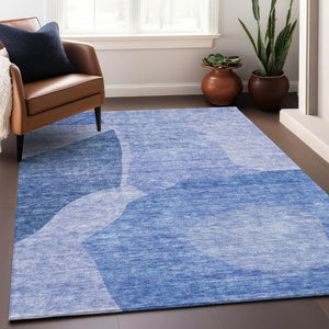 HomeRoots 5' X 8' Navy Blue & Ivory Abstract Area Rug - Washable, UV Protected, Durable & Stain Resistant Design 655278