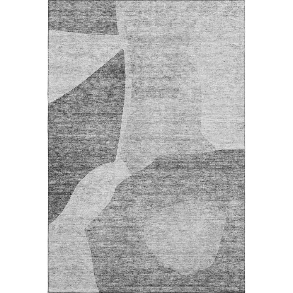 HomeRoots 5' X 8' Silver and Gray Abstract Washable Area Rug – UV Protected, Durable, Easy-Care, Modern Design 655284