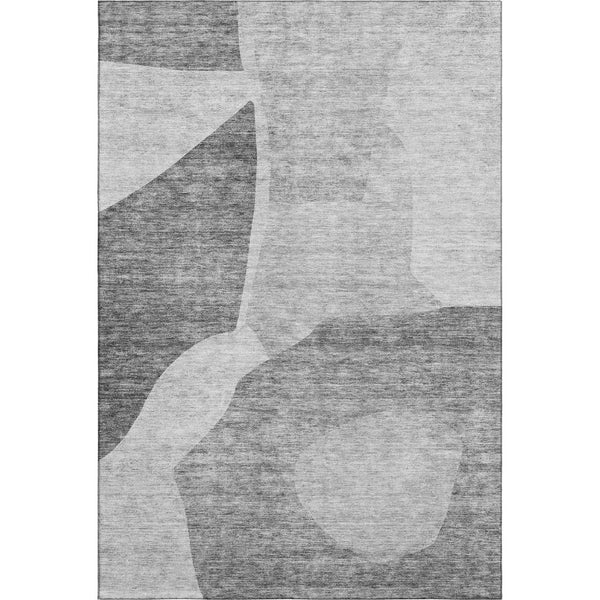 HomeRoots 5' X 8' Silver and Gray Abstract Washable Area Rug – UV Protected, Durable, Easy-Care, Modern Design 655284