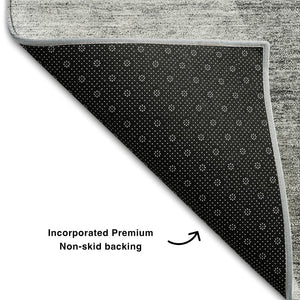 HomeRoots 5' X 8' Silver and Gray Abstract Washable Area Rug – UV Protected, Durable, Easy-Care, Modern Design 655284