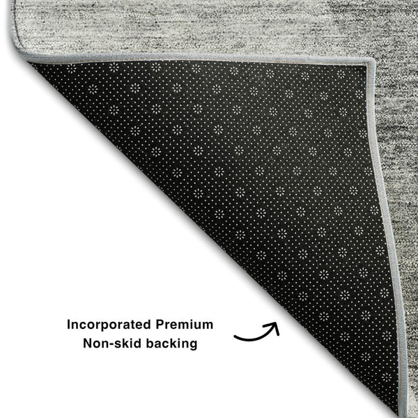 HomeRoots 5' X 8' Silver and Gray Abstract Washable Area Rug – UV Protected, Durable, Easy-Care, Modern Design 655284