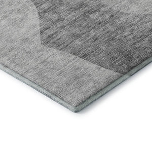 HomeRoots 5' X 8' Silver and Gray Abstract Washable Area Rug – UV Protected, Durable, Easy-Care, Modern Design 655284
