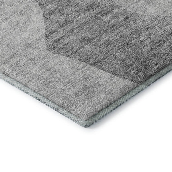 HomeRoots 5' X 8' Silver and Gray Abstract Washable Area Rug – UV Protected, Durable, Easy-Care, Modern Design 655284