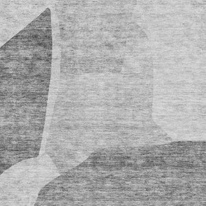 HomeRoots 5' X 8' Silver and Gray Abstract Washable Area Rug – UV Protected, Durable, Easy-Care, Modern Design 655284
