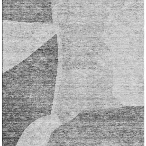 HomeRoots 5' X 8' Silver and Gray Abstract Washable Area Rug – UV Protected, Durable, Easy-Care, Modern Design 655284