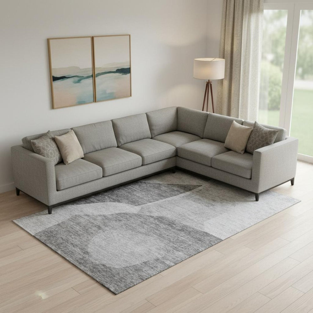 HomeRoots 8' X 10' Silver and Gray Abstract Area Rug - Washable, Stain Resistant, UV Protected for Modern Homes 655286