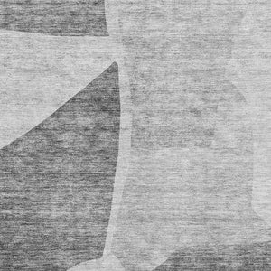 HomeRoots 9' X 12' Silver and Gray Abstract Washable Area Rug – Durable, UV-Protected, Ideal for High-Traffic Spaces 655287