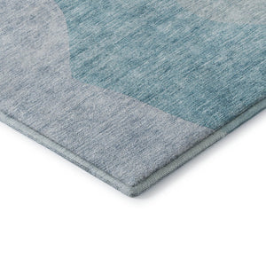HomeRoots 8' Teal And Ivory Abstract Round Rug - Washable, UV-Protected, Stylish & Durable for Active Homes 655291