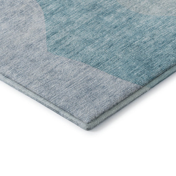 HomeRoots 8' Teal And Ivory Abstract Round Rug - Washable, UV-Protected, Stylish & Durable for Active Homes 655291