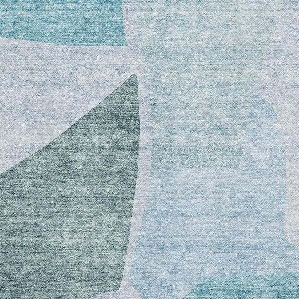 HomeRoots 10' Teal and Ivory Abstract Area Rug - Washable, UV Protected, Stain Resistant, Perfect for High Traffic Areas 655294