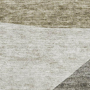 HomeRoots 5' X 8' Taupe And Ivory Abstract Washable Area Rug with UV Protection for Modern Home Elegance 655296