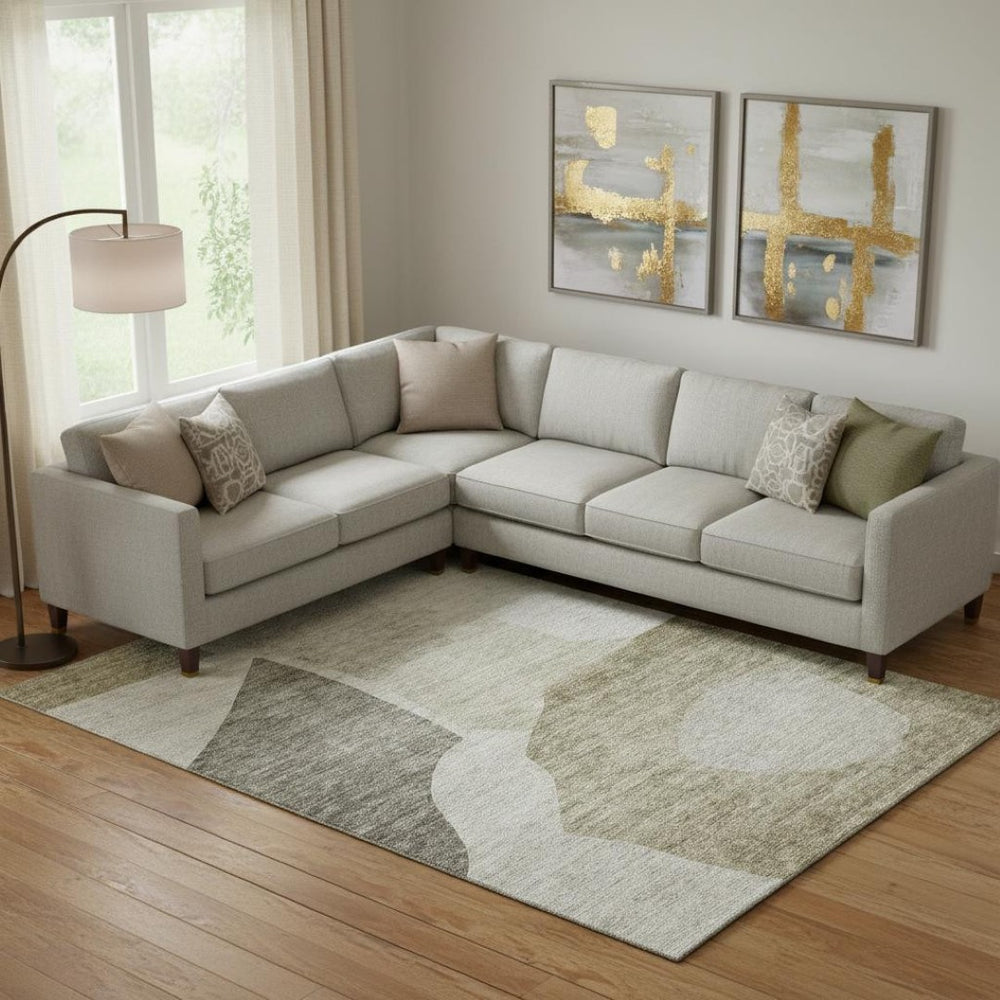 HomeRoots 8' X 10' Taupe and Ivory Abstract Area Rug - Stylish, Washable, Stain Resistant with UV Protection 655298
