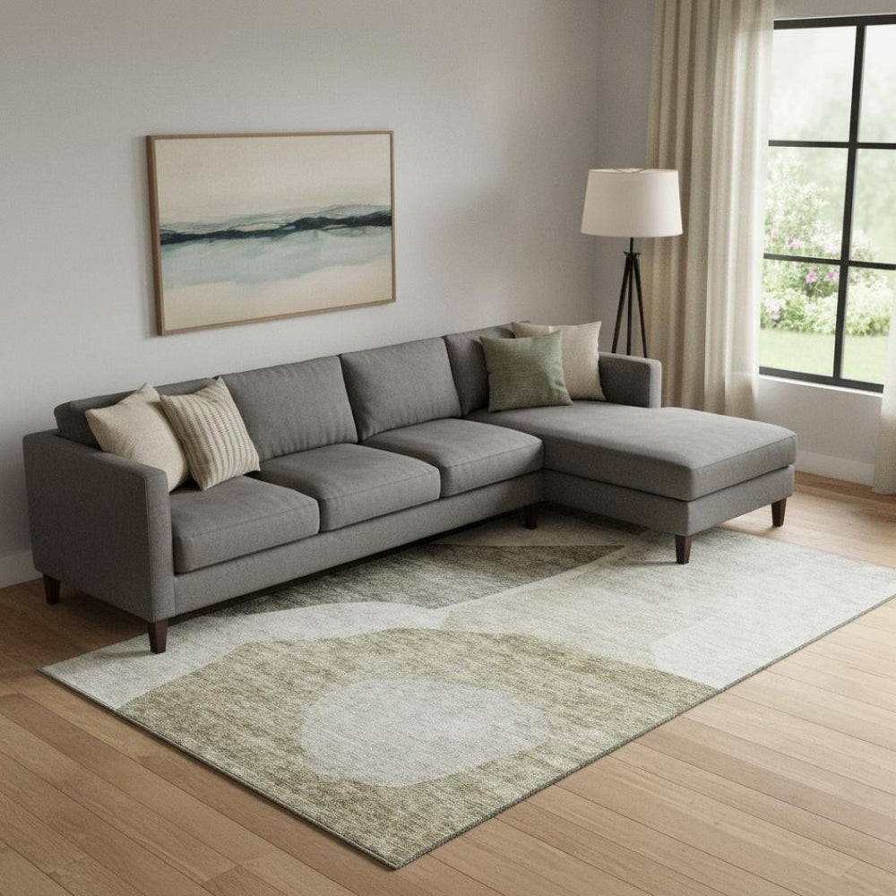 HomeRoots 9' X 12' Taupe & Ivory Abstract Area Rug - Washable, UV Protected, Perfect for Busy Homes & Decor 655299