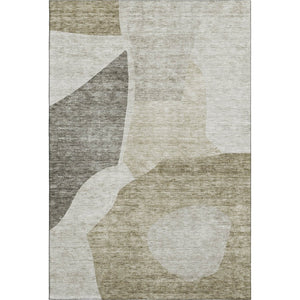 HomeRoots 9' X 12' Taupe & Ivory Abstract Area Rug - Washable, UV Protected, Perfect for Busy Homes & Decor 655299