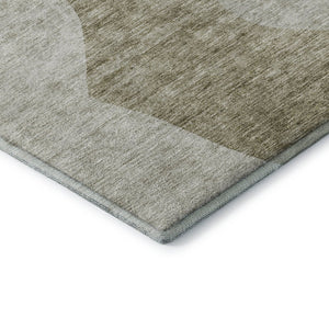 HomeRoots 9' X 12' Taupe & Ivory Abstract Area Rug - Washable, UV Protected, Perfect for Busy Homes & Decor 655299
