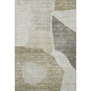 HomeRoots 9' X 12' Taupe & Ivory Abstract Area Rug - Washable, UV Protected, Perfect for Busy Homes & Decor 655299