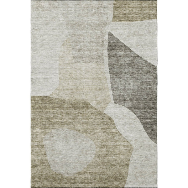 HomeRoots 9' X 12' Taupe & Ivory Abstract Area Rug - Washable, UV Protected, Perfect for Busy Homes & Decor 655299
