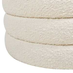 English Elm Jennifer Taylor Home - Fuji Oversized Round Storage Ottoman with Bouclé Upholstery, Kiln-Dried Birch Frame & Hidden Compartment White B2719P238418