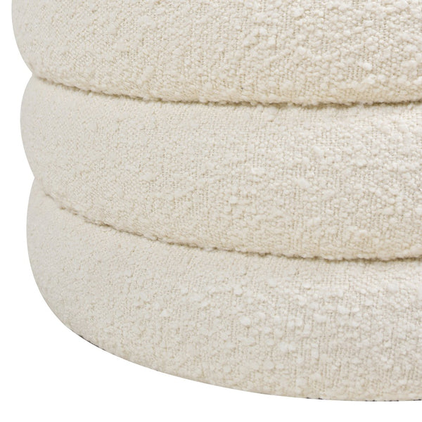 English Elm Jennifer Taylor Home - Fuji Oversized Round Storage Ottoman with Bouclé Upholstery, Kiln-Dried Birch Frame & Hidden Compartment White B2719P238418