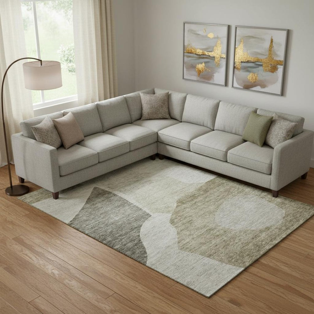 HomeRoots 10' X 14' Abstract Area Rug in Taupe & Ivory - Soft, Durable, Stain-Resistant with UV Protection! 655300