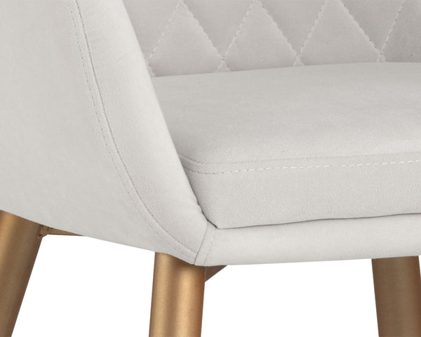 Sunpan Jayna Dining Armchair - Chic Comfort with Elegant Diamond Tufting, Perfect for Stylish Dining Spaces Champagne Gold / Antonio Linen