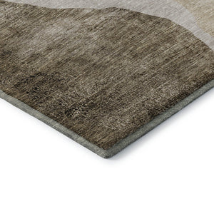 HomeRoots 8' X 10' Brown & Ivory Abstract Washable Area Rug - Durable, UV-Protected, Modern Design for Homes 655304
